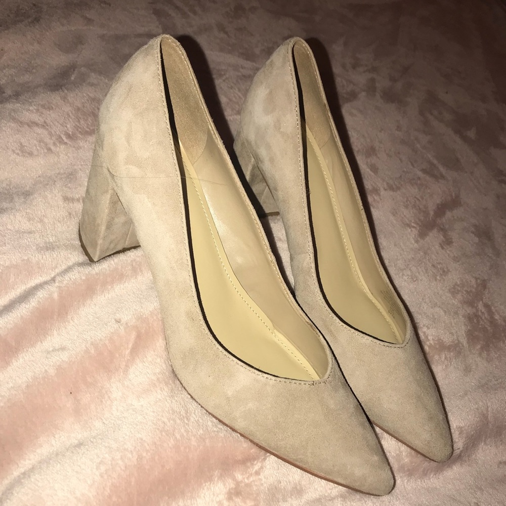 Marc Fisher Light Natural Suede Caitlin Pumps